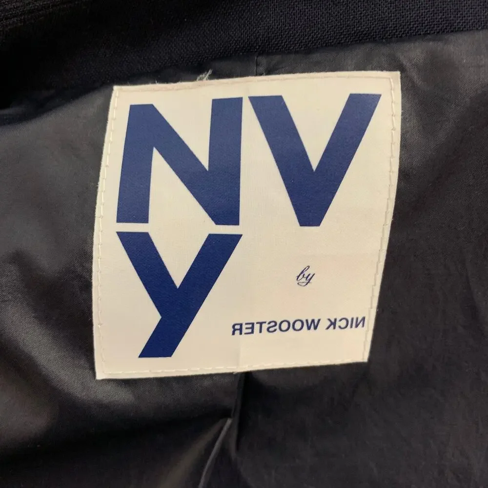 NVY by NICK WOOSTER Size L Navy Mixed Patterns Single Breasted Sport Coat